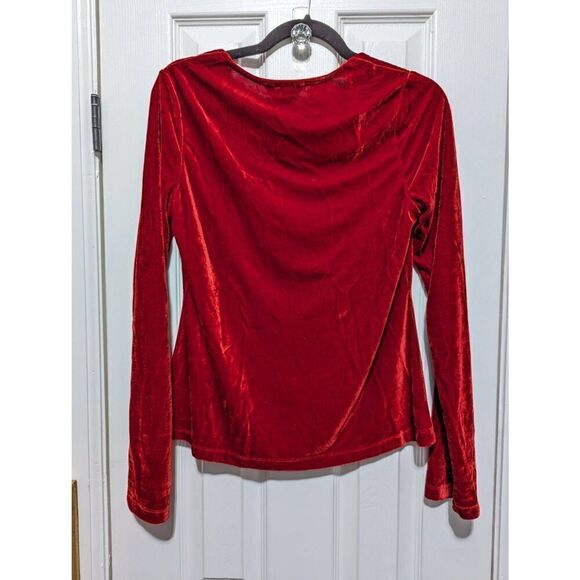 Pajamagram Vintage Velvet cherry red long sleeve velour top Medium - Picture 2 of 3